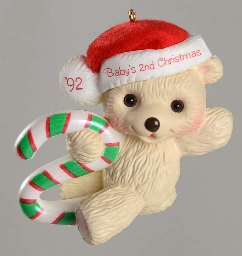 Child's Age Collection 1992-Babys 2nd Christmas-Bear - Boxed by Hallmark Gold Crown-1