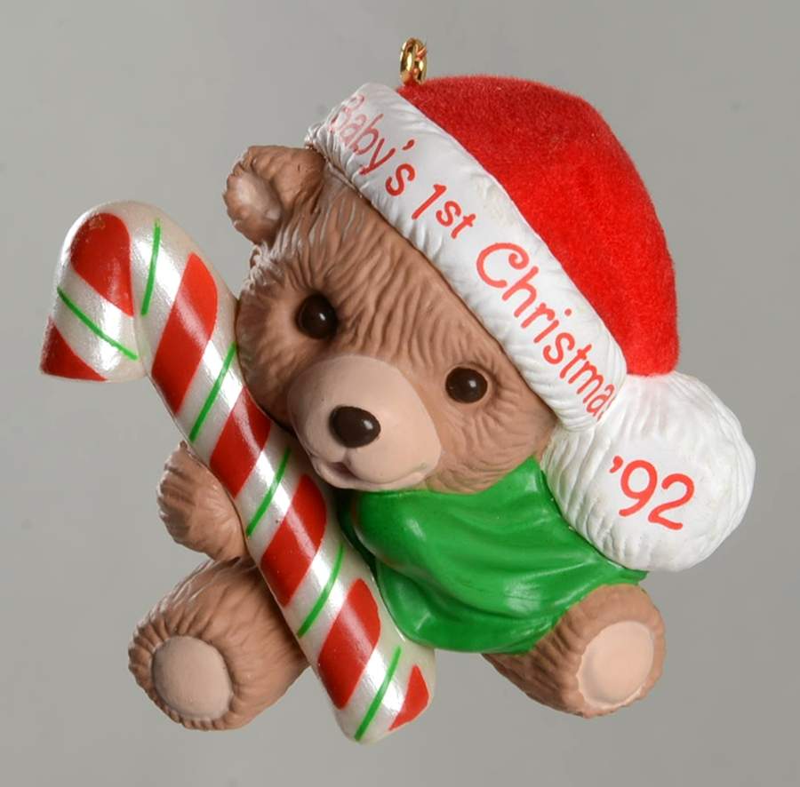 Child's Age Collection 1992-Babys 1st Christmas-Bear - Boxed by Hallmark Gold Crown-1