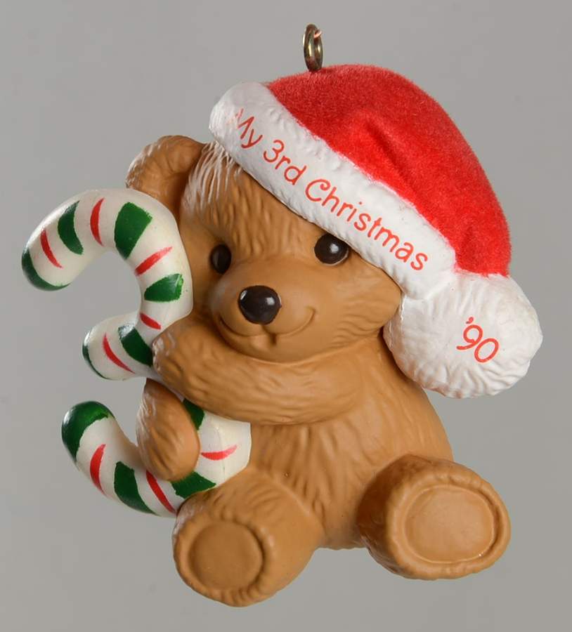 Child's Age Collection 1990-Childs 3rd Christmas-Bear - Boxed by Hallmark Gold Crown-1
