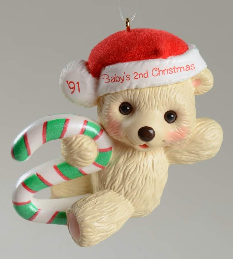 Child's Age Collection 1991-Babys 2nd Christmas-Bear - No Box by Hallmark Gold Crown-1