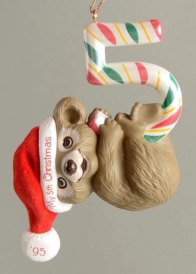 Child's Age Collection 1995-Childs 5th Christmas-Bear - No Box by Hallmark Gold Crown-1