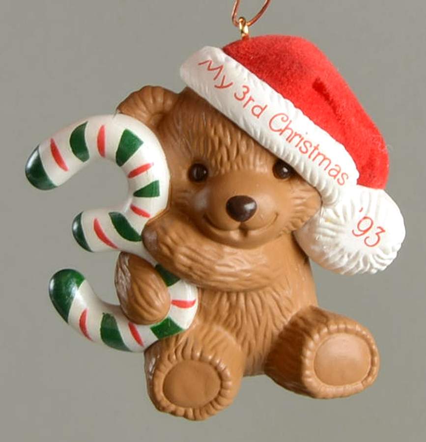 Child's Age Collection 1993-Childs 3rd Christmas-Bear - Boxed by Hallmark Gold Crown-1