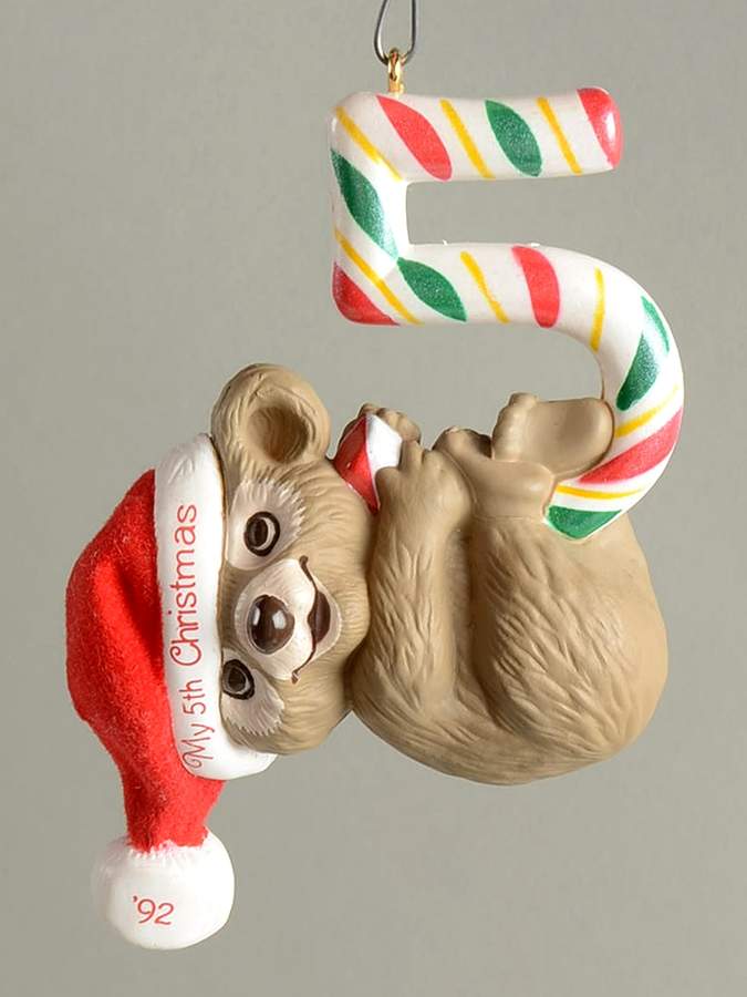 Child's Age Collection 1992-Childs 5th Christmas-Bear - No Box by Hallmark Gold Crown-1