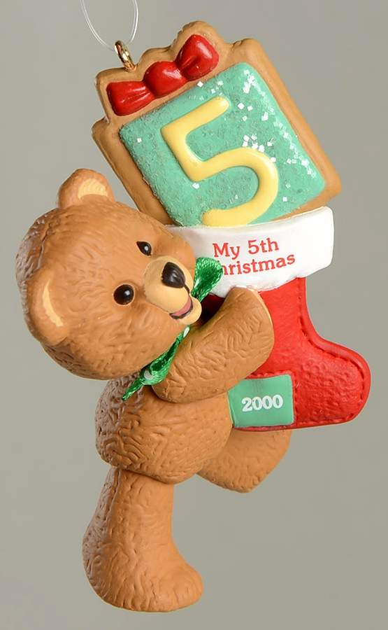 Child's Age Collection 2000-Childs 5th Christmas-Bear - Boxed by Hallmark Gold Crown-1