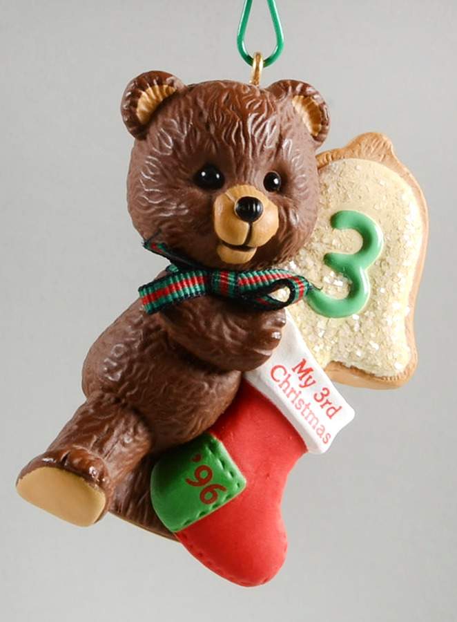 Child's Age Collection 1996-Childs 3rd Christmas-Bear - Boxed by Hallmark Gold Crown-1