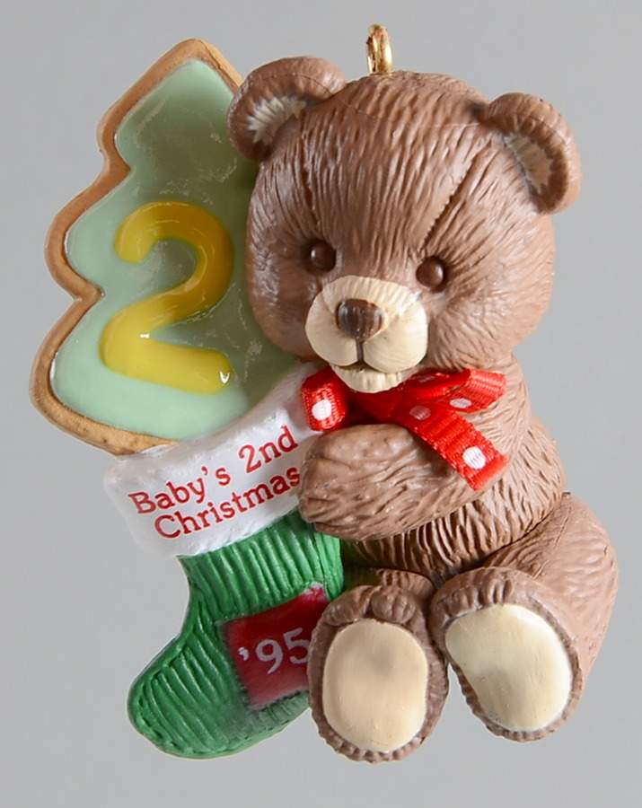 Child's Age Collection 1995-Babys 2nd Christmas-Bear - Boxed by Hallmark Gold Crown-1