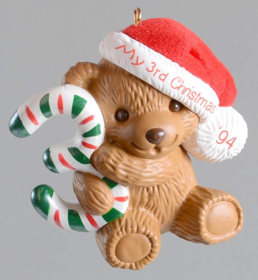 Child's Age Collection 1994-Childs 3rd Christmas-Bear - Boxed by Hallmark Gold Crown-1
