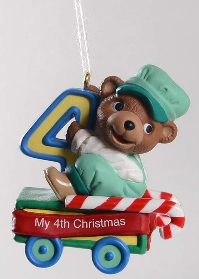 Child's Age Collection 2003-Childs 4th Christmas-Bear - Boxed by Hallmark Gold Crown-1