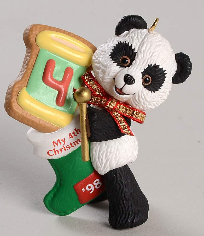 Child's Age Collection 1998-Childs 4th Christmas-Bear - Boxed by Hallmark Gold Crown-1