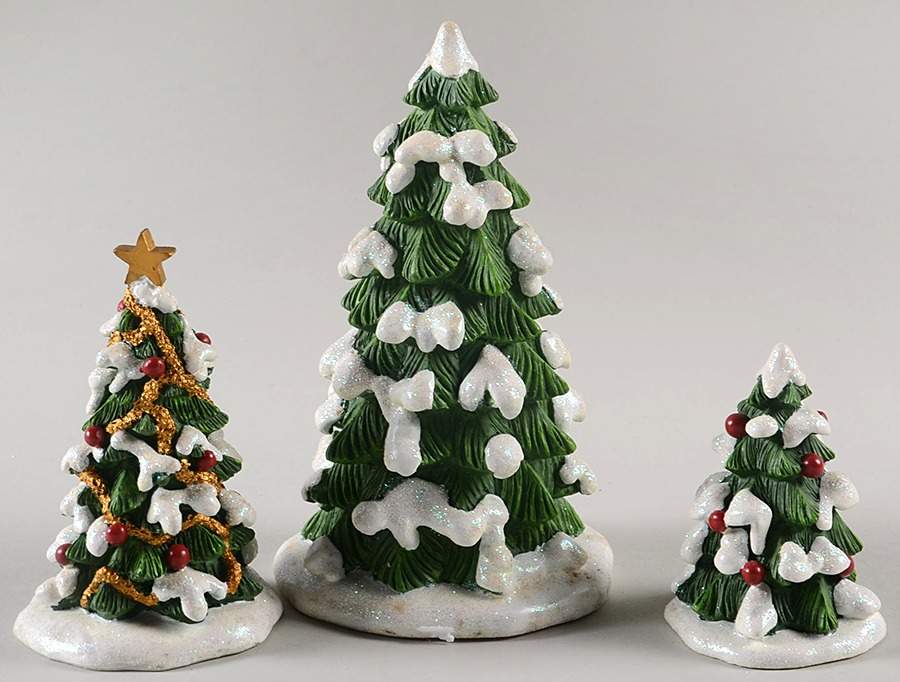 Christmas Village Accessories Ho-Ho Holidays Tree-Set Of 3 - No Box by Hawthorne Village-1