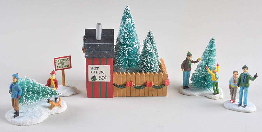 Christmas Village Accessories Christmas Tree Stand Lot  - No Box by Hawthorne Village-1