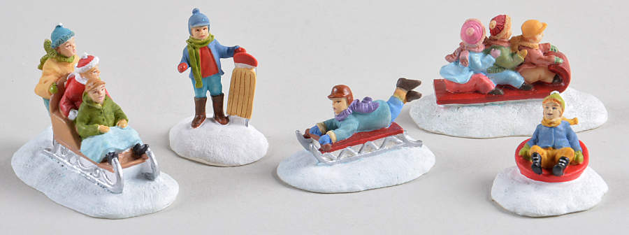 Christmas Village Accessories Sledding Away The Day-Set Of 5 - No Box by Hawthorne Village-1