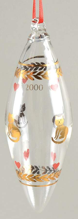 Christmas Crystal Drop 2000-Christmas Cat - No Box by Holmegaard-1