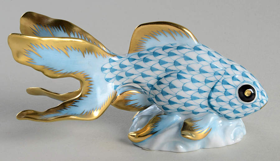 Fish Fantail Goldfish-Turquoise - No Box by Herend-1