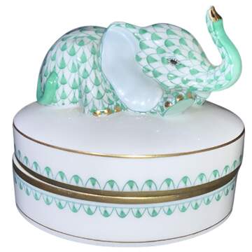 Boxes Elephant Box-Green - No Box by Herend-1