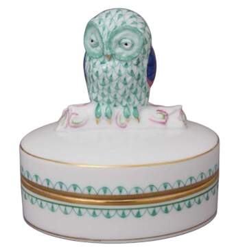 Boxes Owl Box-Green  - No Box by Herend-1