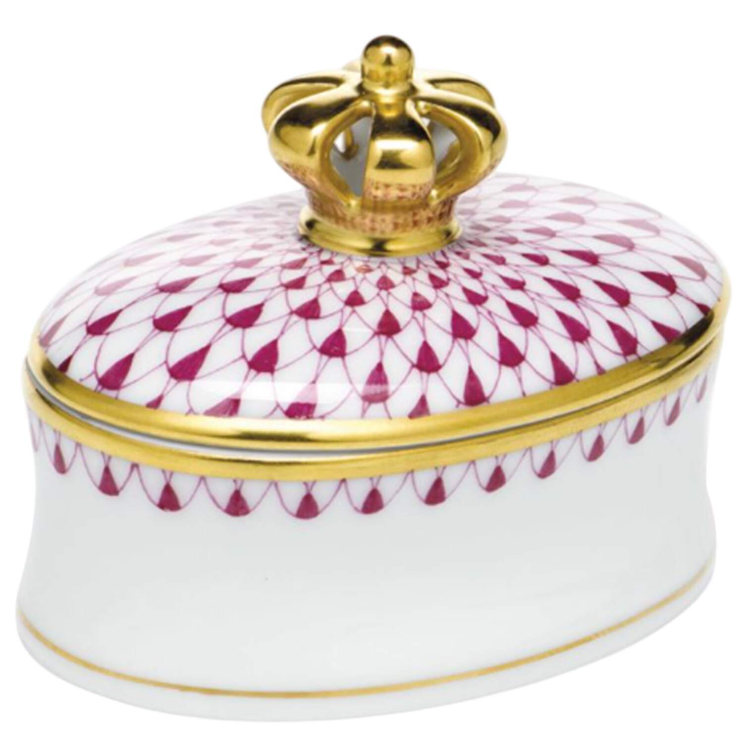 Boxes Oval Box W/Crown-Raspberry  - No Box by Herend-1