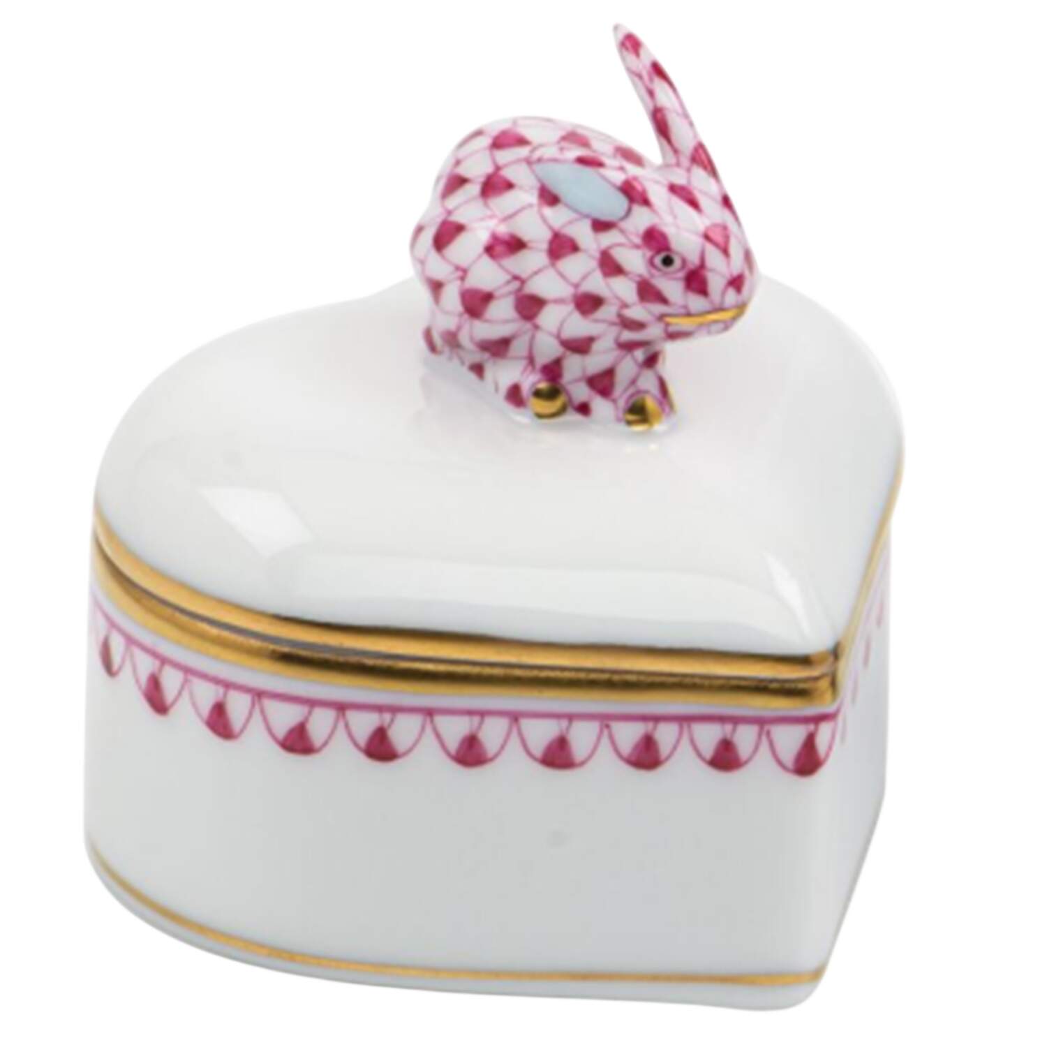 Boxes Heart Box W/Bunny-Raspberry  - No Box by Herend-1