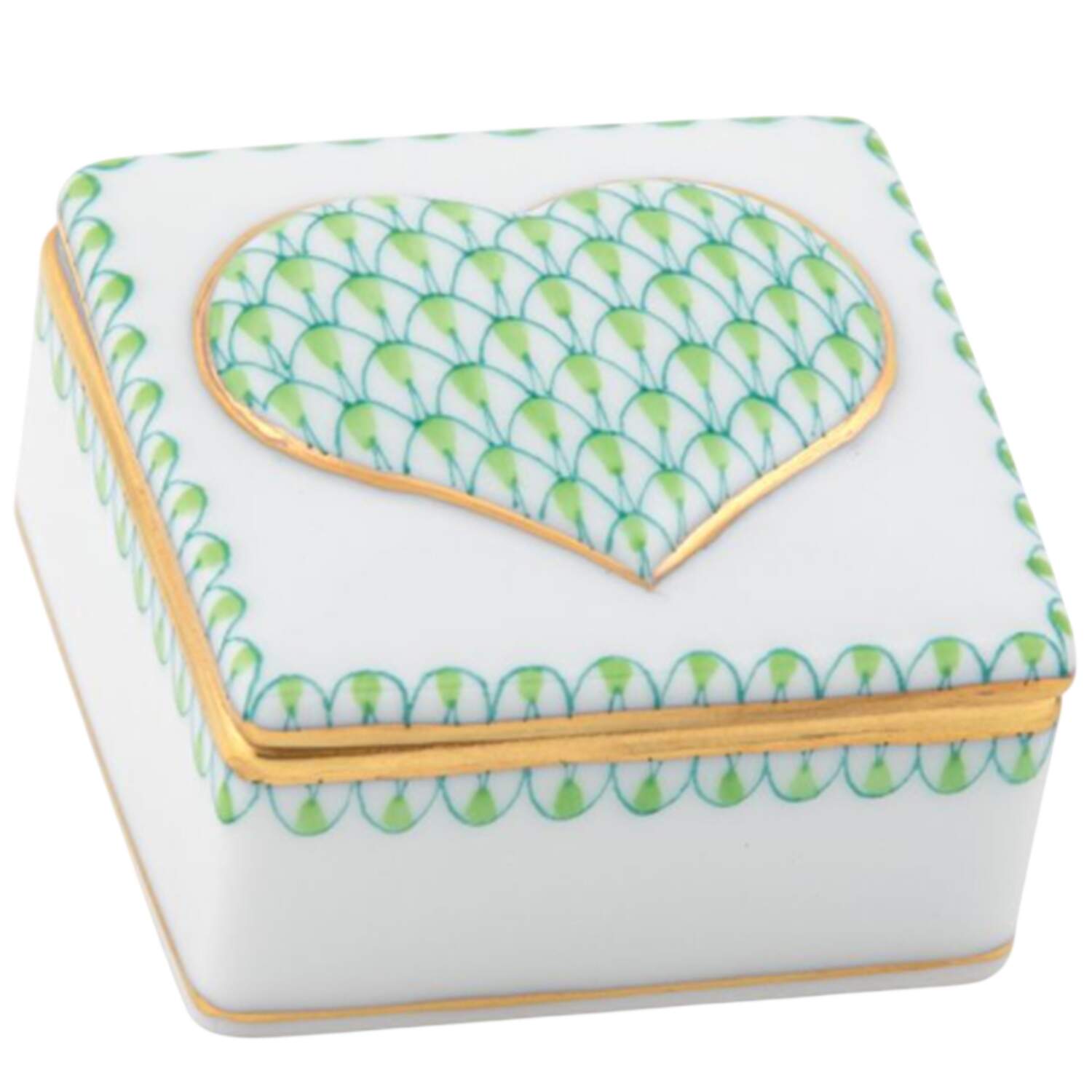 Boxes Embossed Heart Box-Keylime - No Box by Herend-1