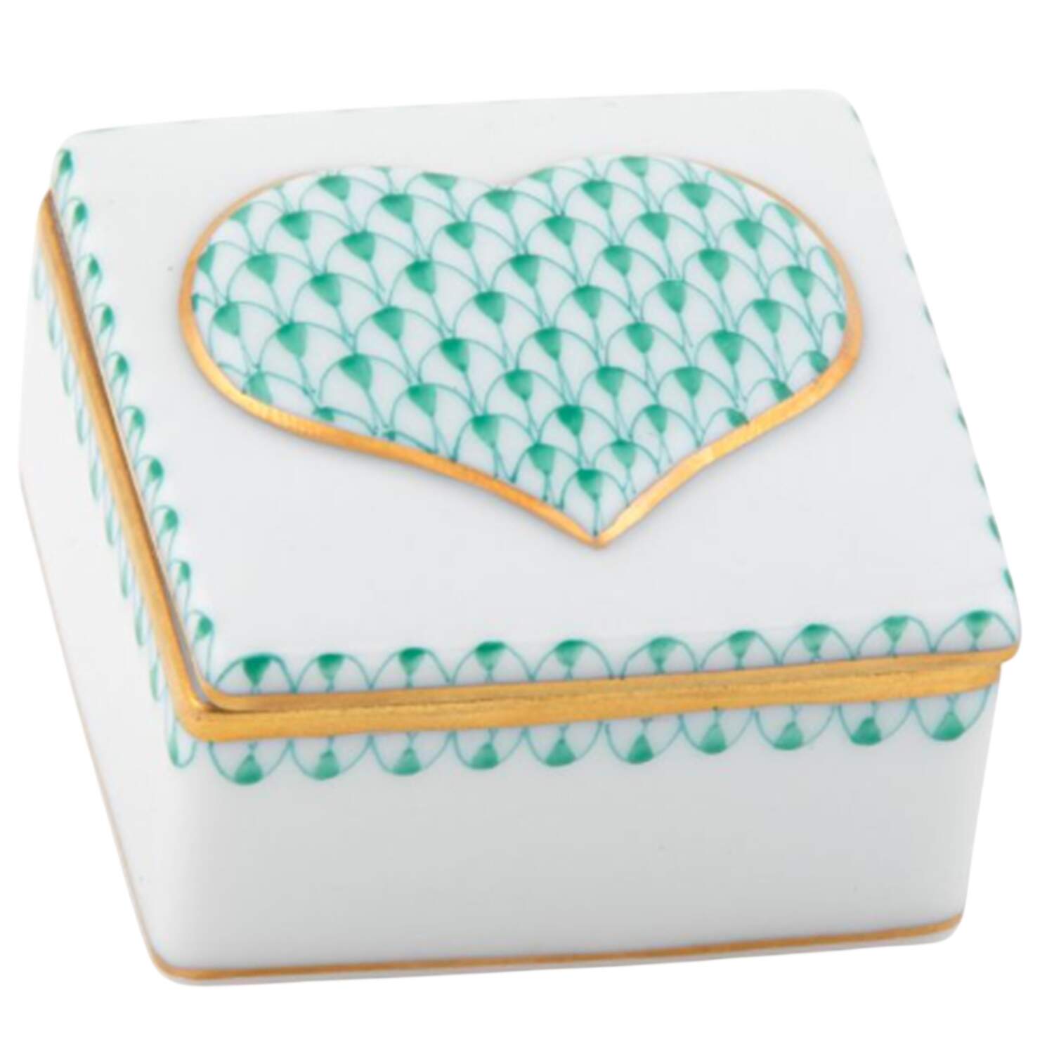 Boxes Embossed Heart Box-Green - No Box by Herend-1