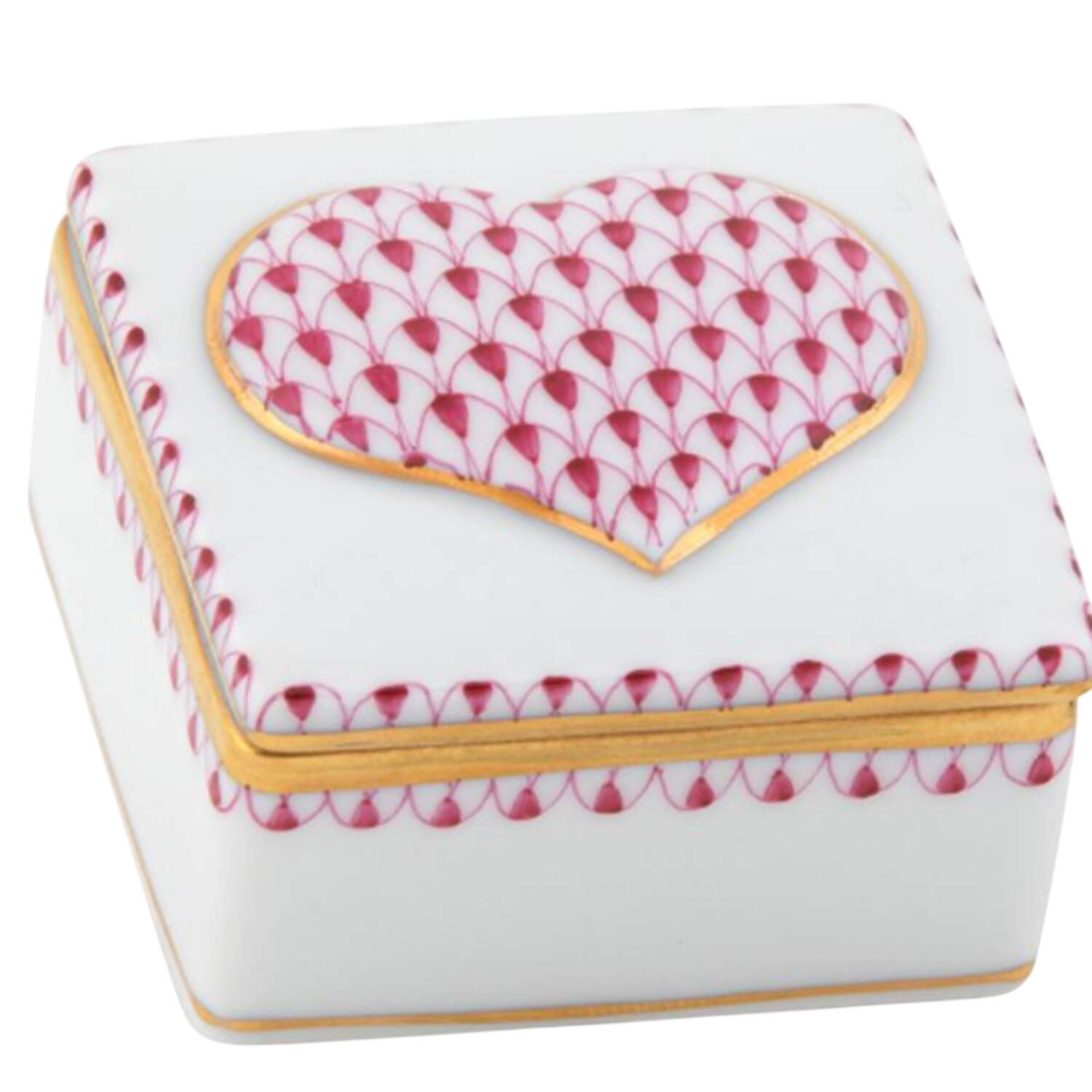 Boxes Embossed Heart Box-Raspberry - No Box by Herend-1