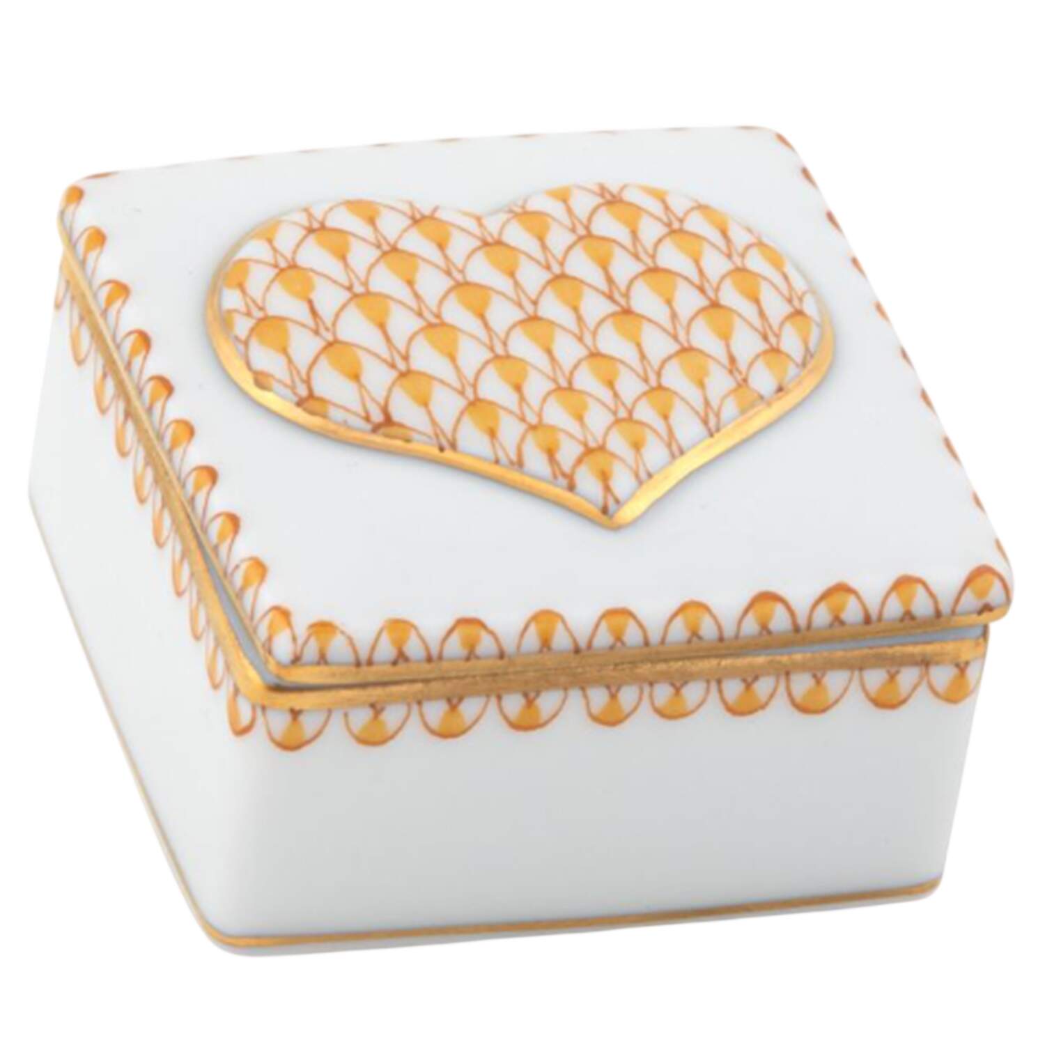 Boxes Embossed Heart Box-Butterscotch - No Box by Herend-1