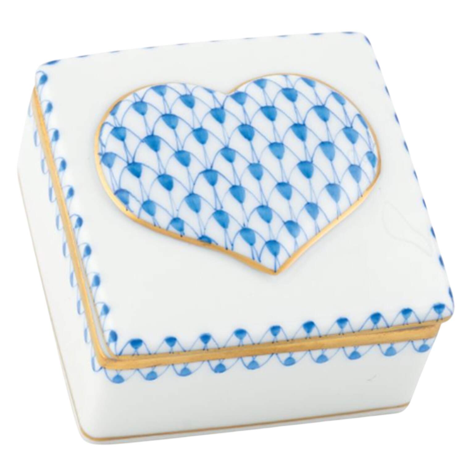 Boxes Embossed Heart Box-Blue - No Box by Herend-1