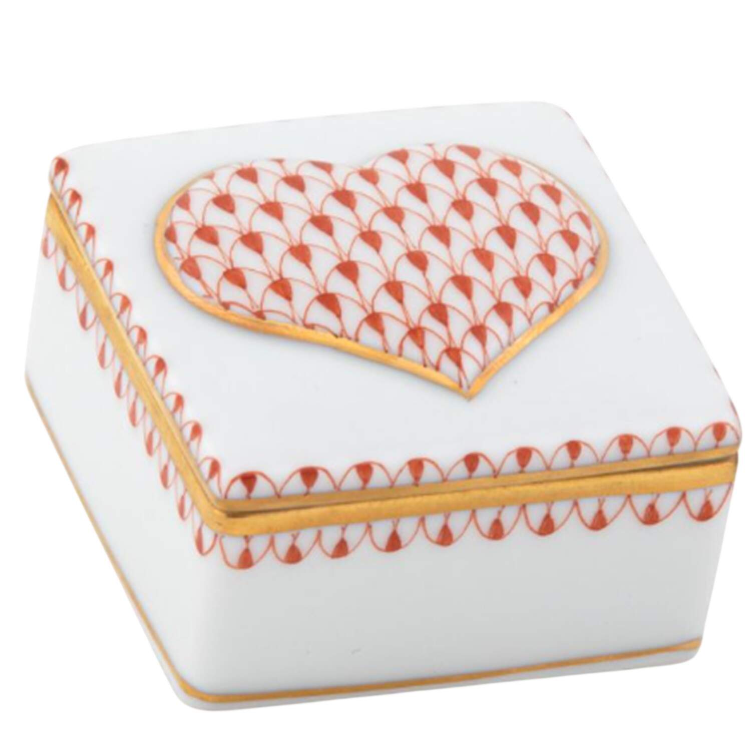 Boxes Embossed Heart Box-Rust - No Box by Herend-1