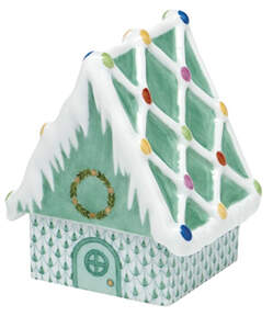 Manmade Objects Gingerbread House- Green - No Box by Herend-1
