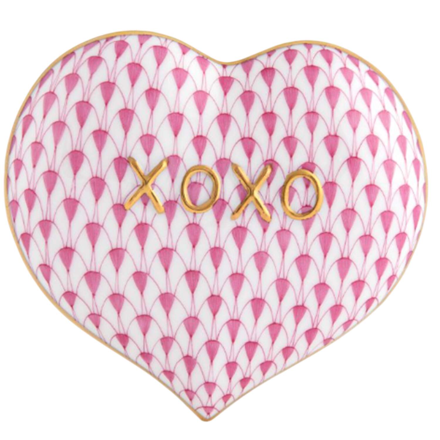 Manmade Objects Hugs & Kisses Heart-Raspberry - No Box by Herend-1