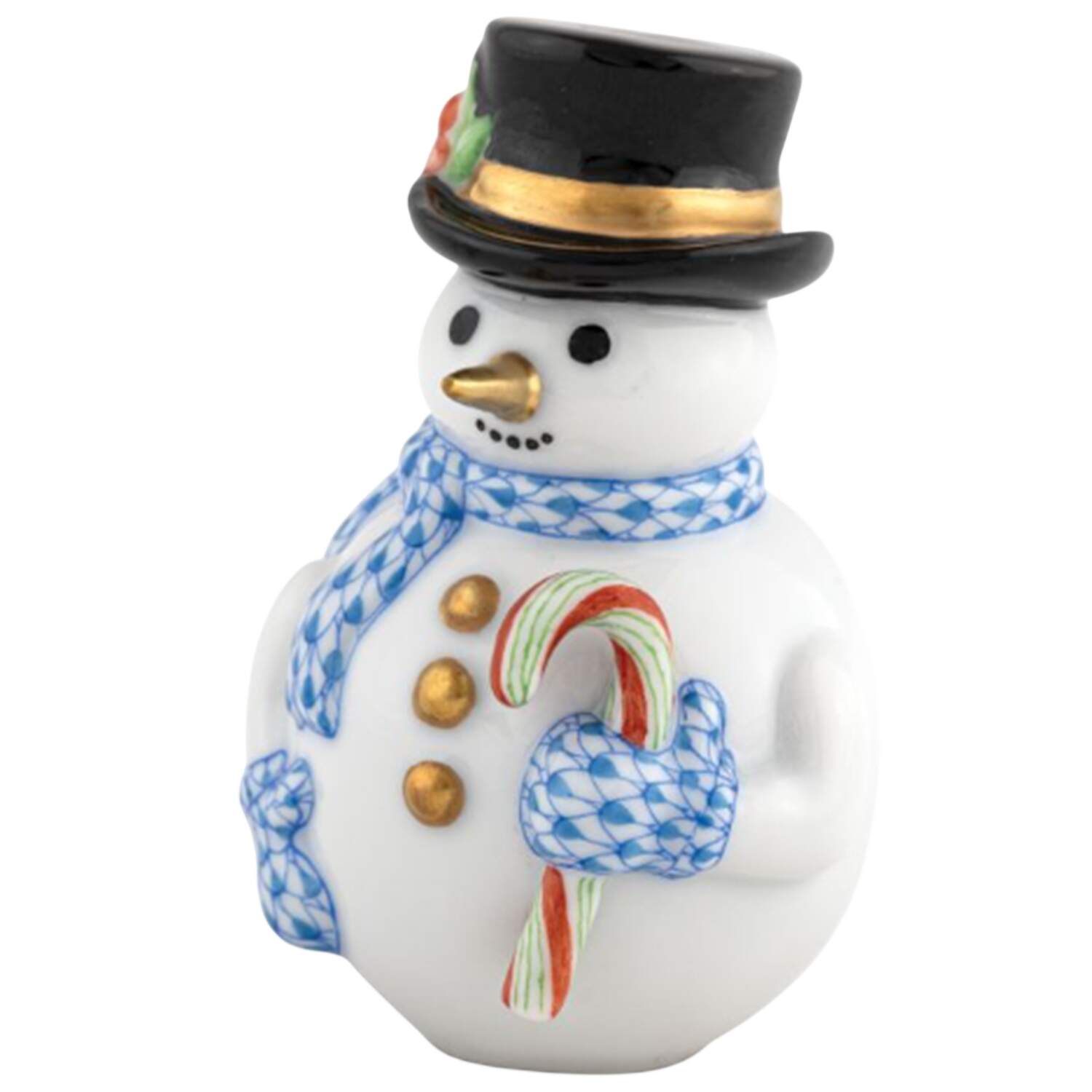Manmade Objects Candy Cane Snowman-Blue - No Box by Herend-1
