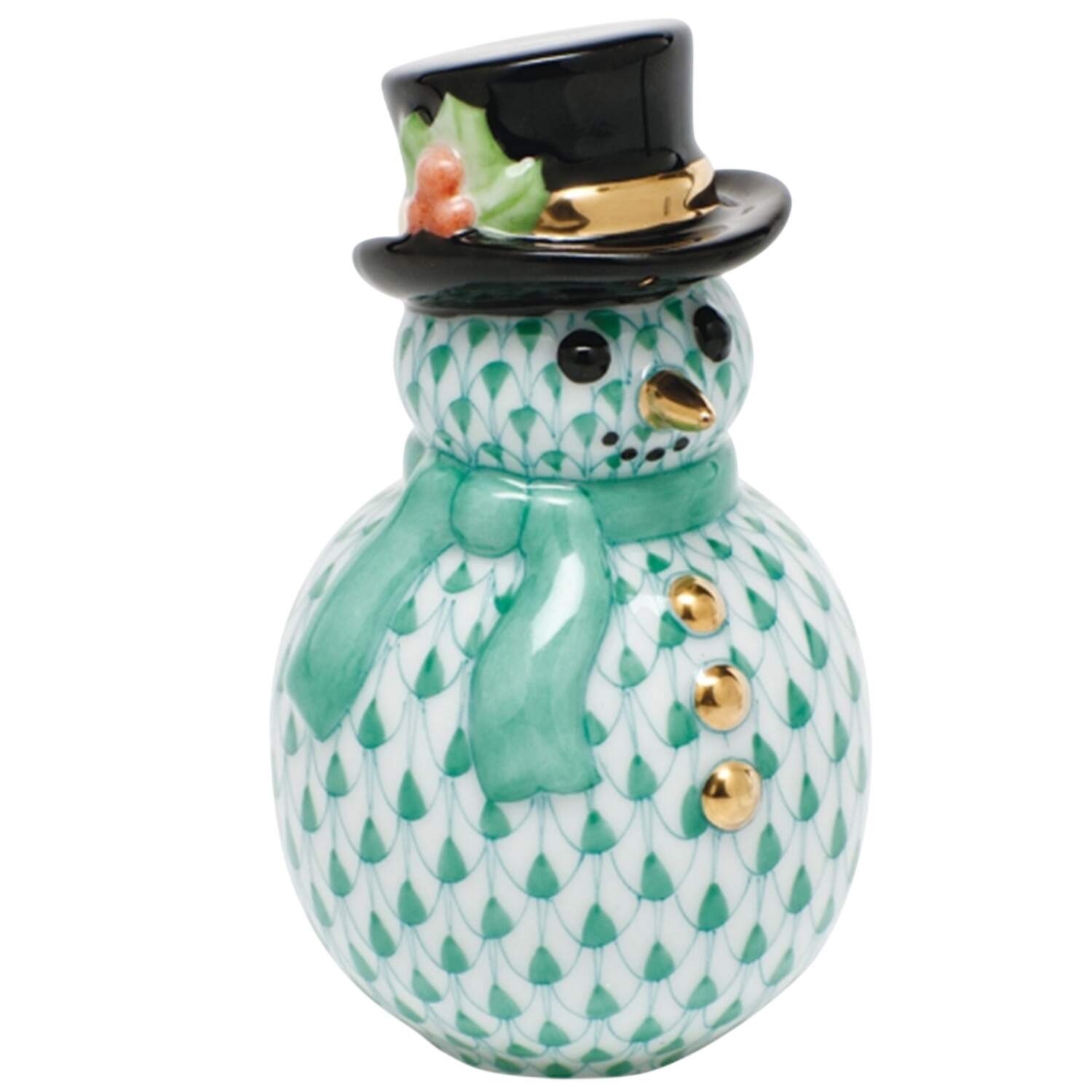 Manmade Objects Snowman With Scarf-Green - No Box by Herend-1