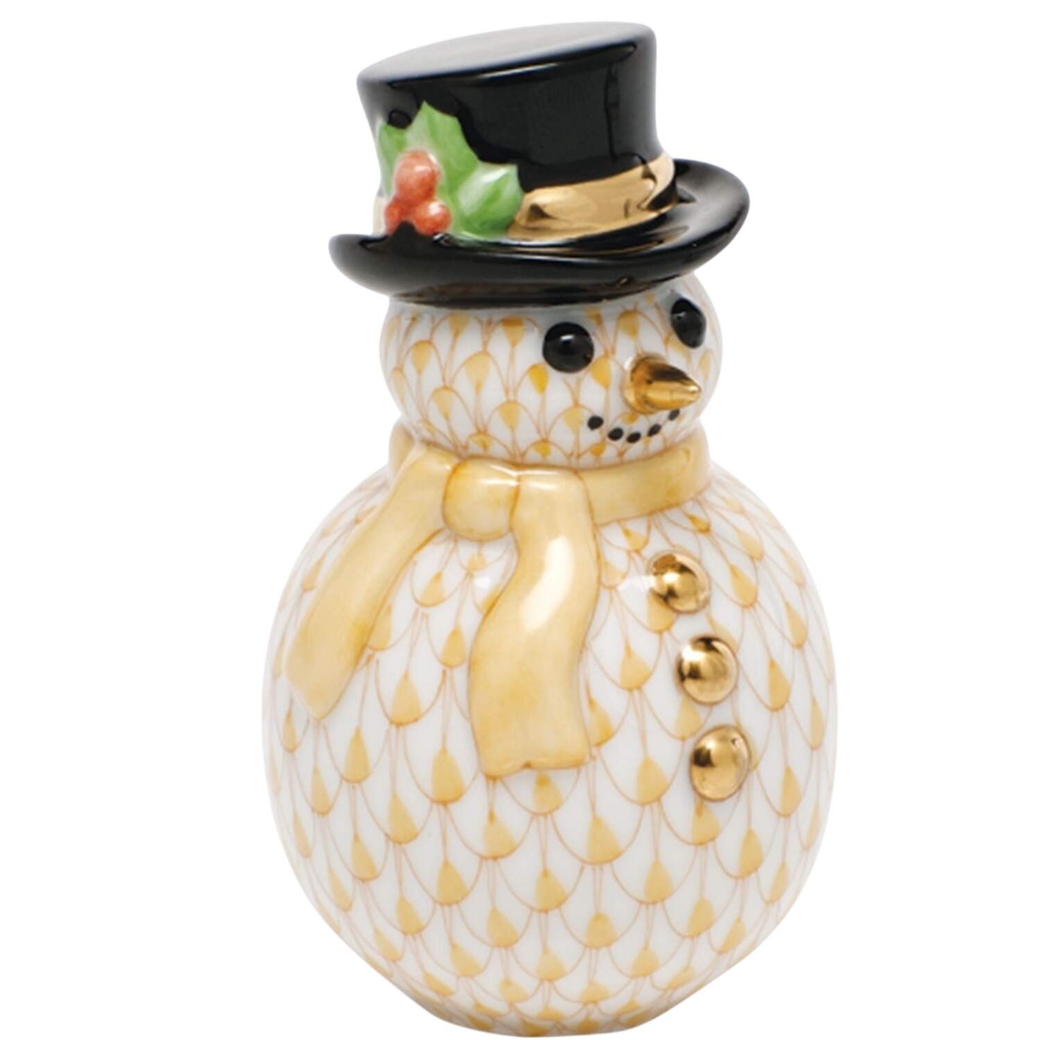 Manmade Objects Snowman With Scarf-Butterscotch - No Box by Herend-1