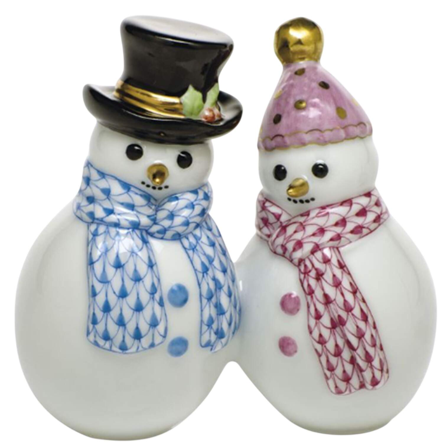 Manmade Objects Snowman Couple-Blue-Raspberry - No Box by Herend-1