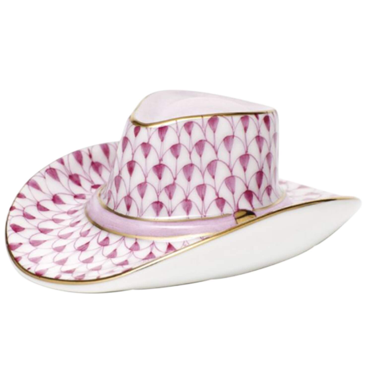 Manmade Objects Cowboy Hat-Raspberry - No Box by Herend-1