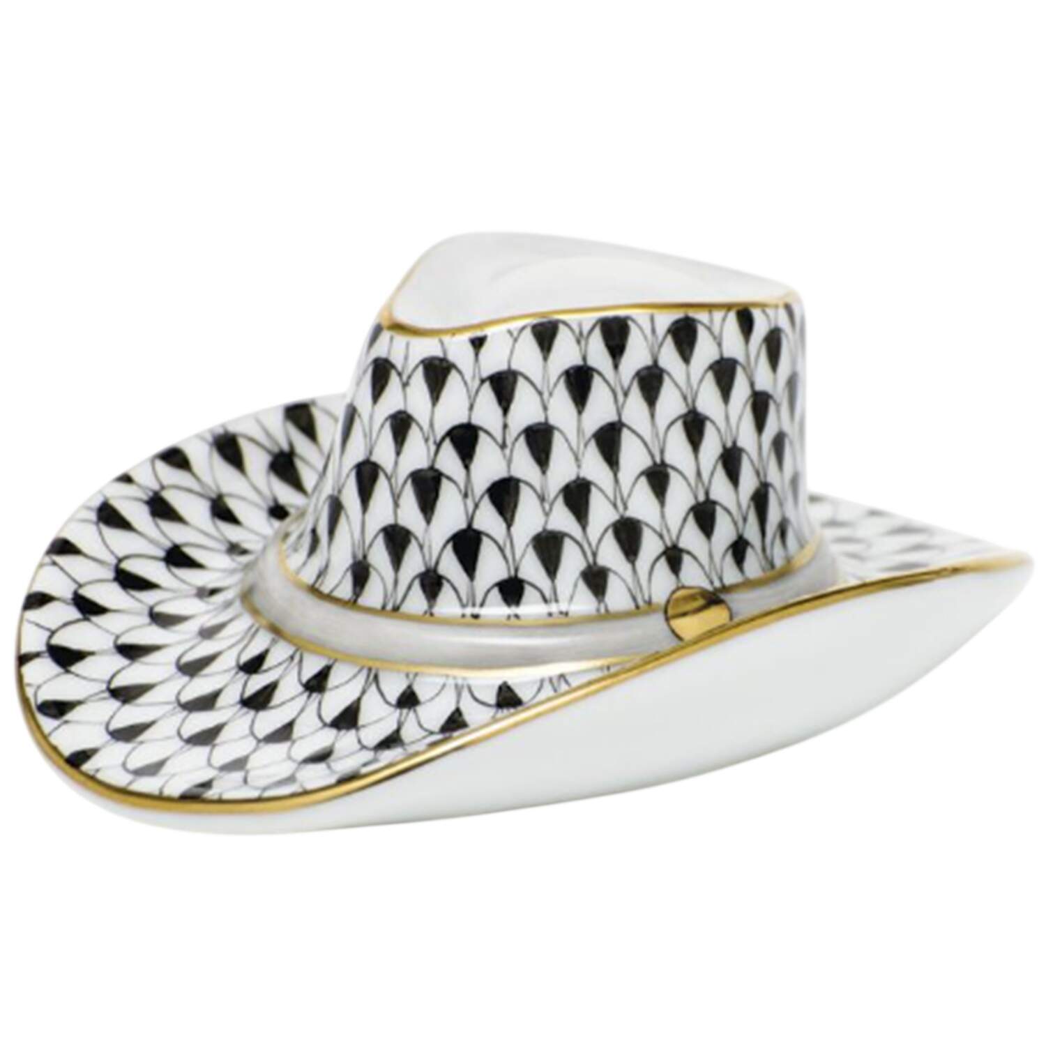 Manmade Objects Cowboy Hat-Black - No Box by Herend-1