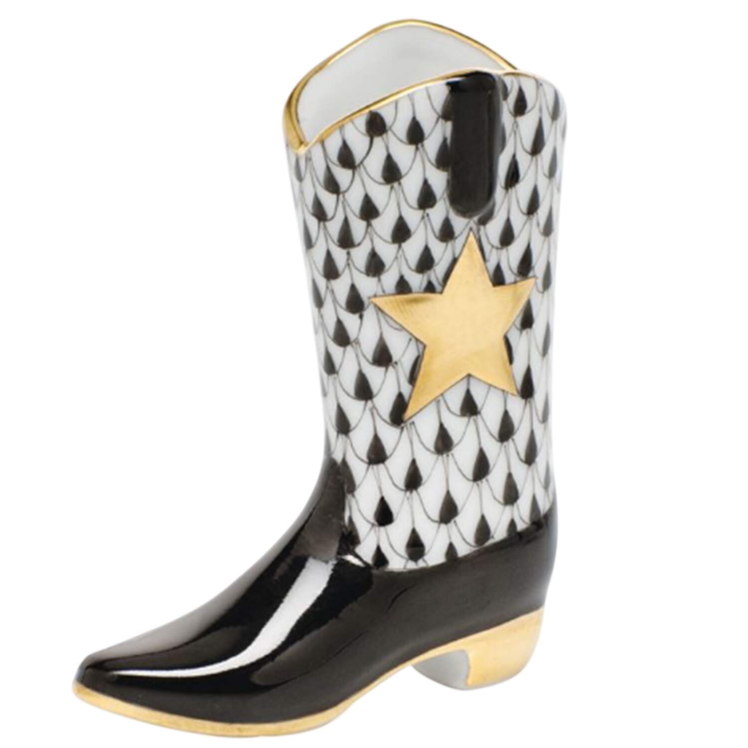 Manmade Objects Cowboy Boot-Black - No Box by Herend-1
