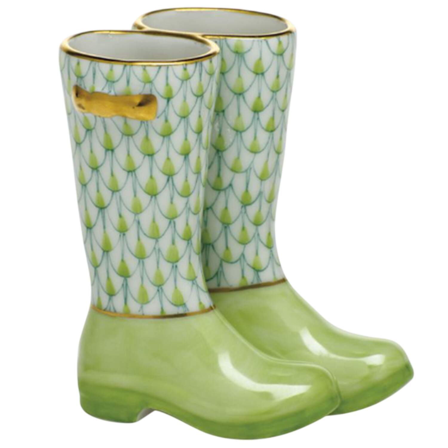 Manmade Objects Pair Of Rain Boots-Key Lime - No Box by Herend-1