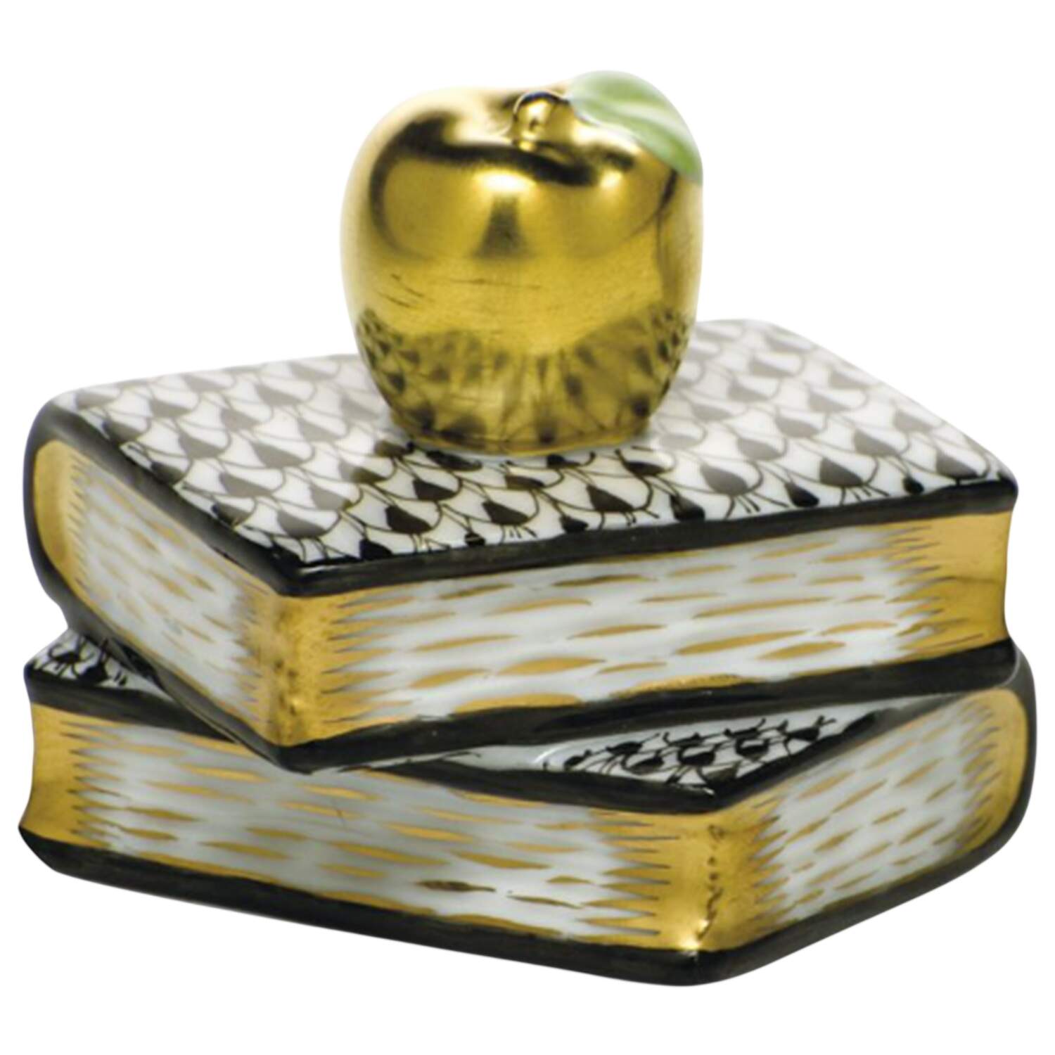 Manmade Objects Apple On Books-Black - No Box by Herend-1