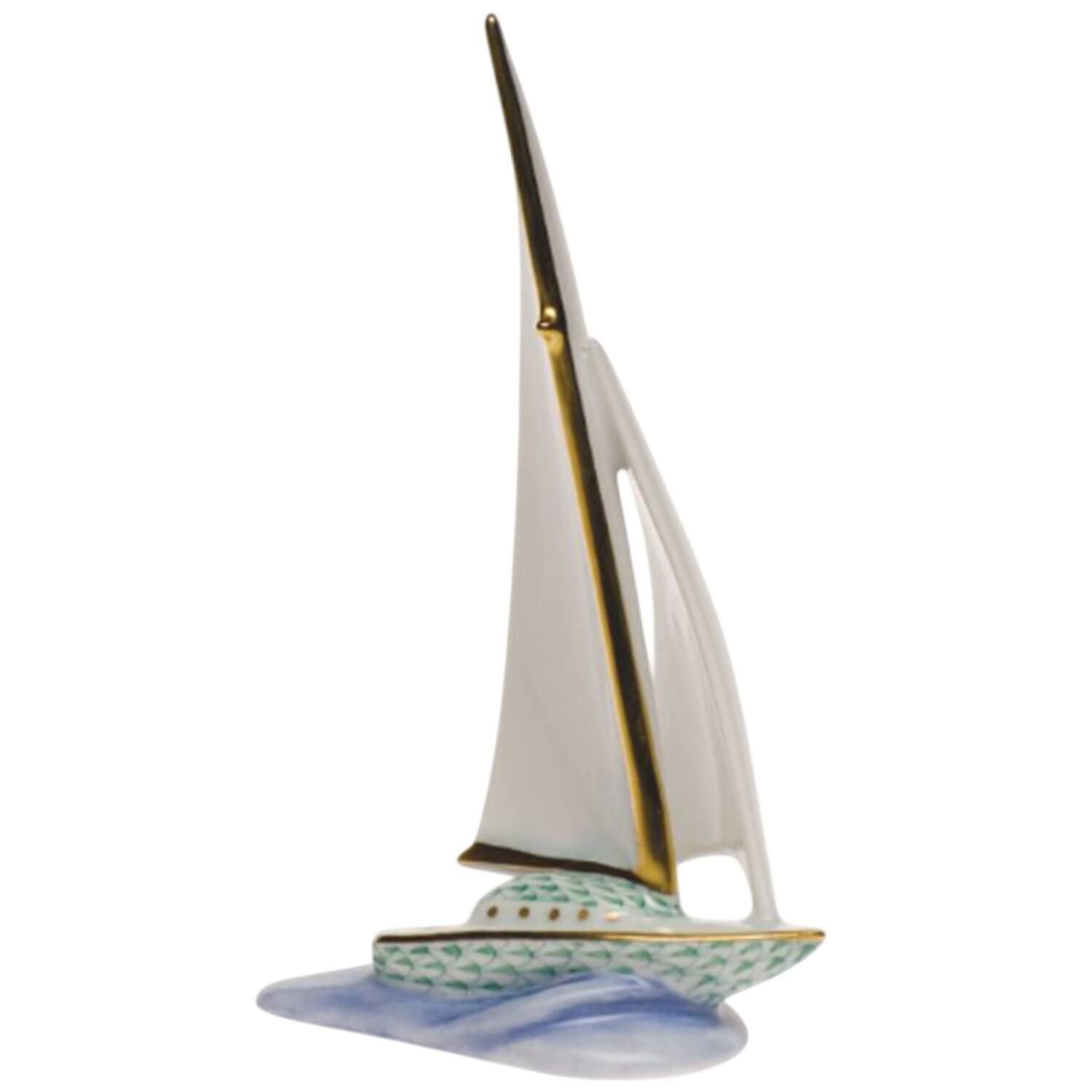 Manmade Objects Sailboat-Green - No Box by Herend-1