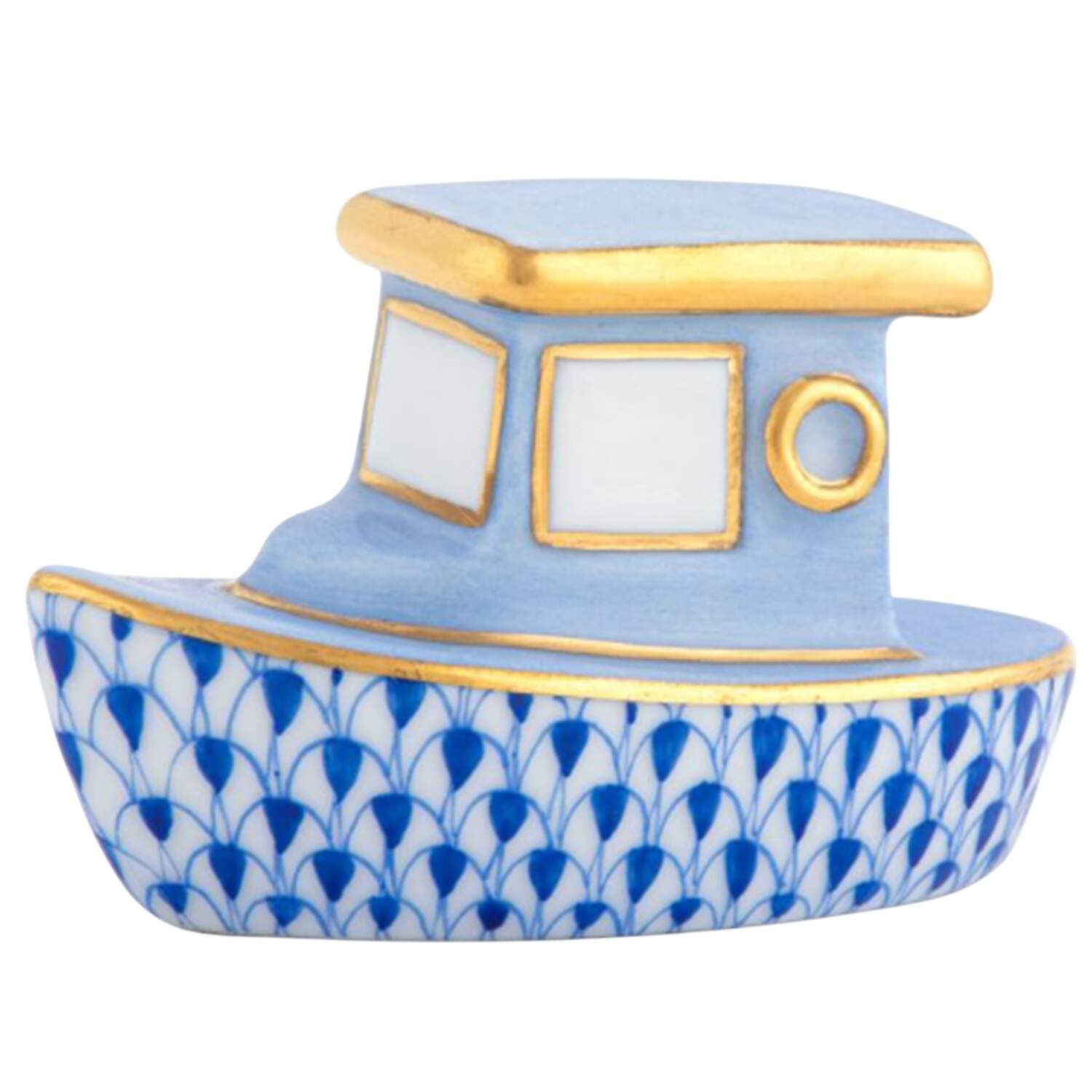 Manmade Objects Tug Boat-Sapphire - No Box by Herend-1