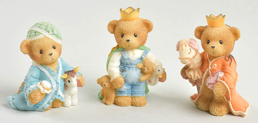 Cherished Teddies Miniature Nativity Three Wise Men  - Boxed by Hamilton Collection-1