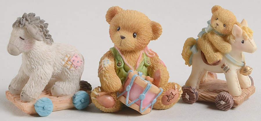 Cherished Teddies Miniature Nativity Drummer Boy With Bear/Lamb On Cart - Boxed by Hamilton Collection-1