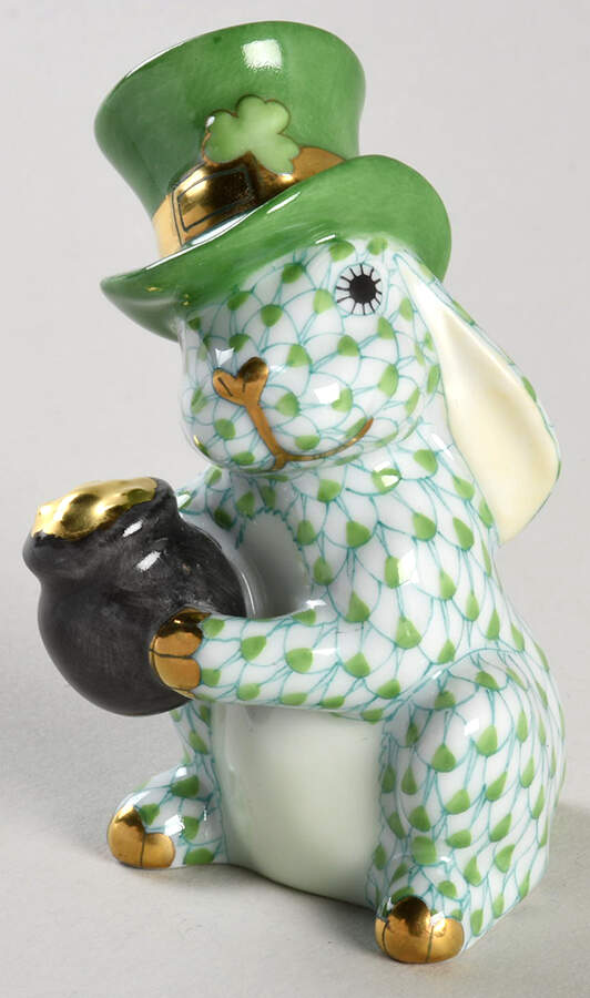 Rabbits-Bunnies (Holidays-Seasonal) Leprechaun Bunny- Keylime - No Box by Herend-1