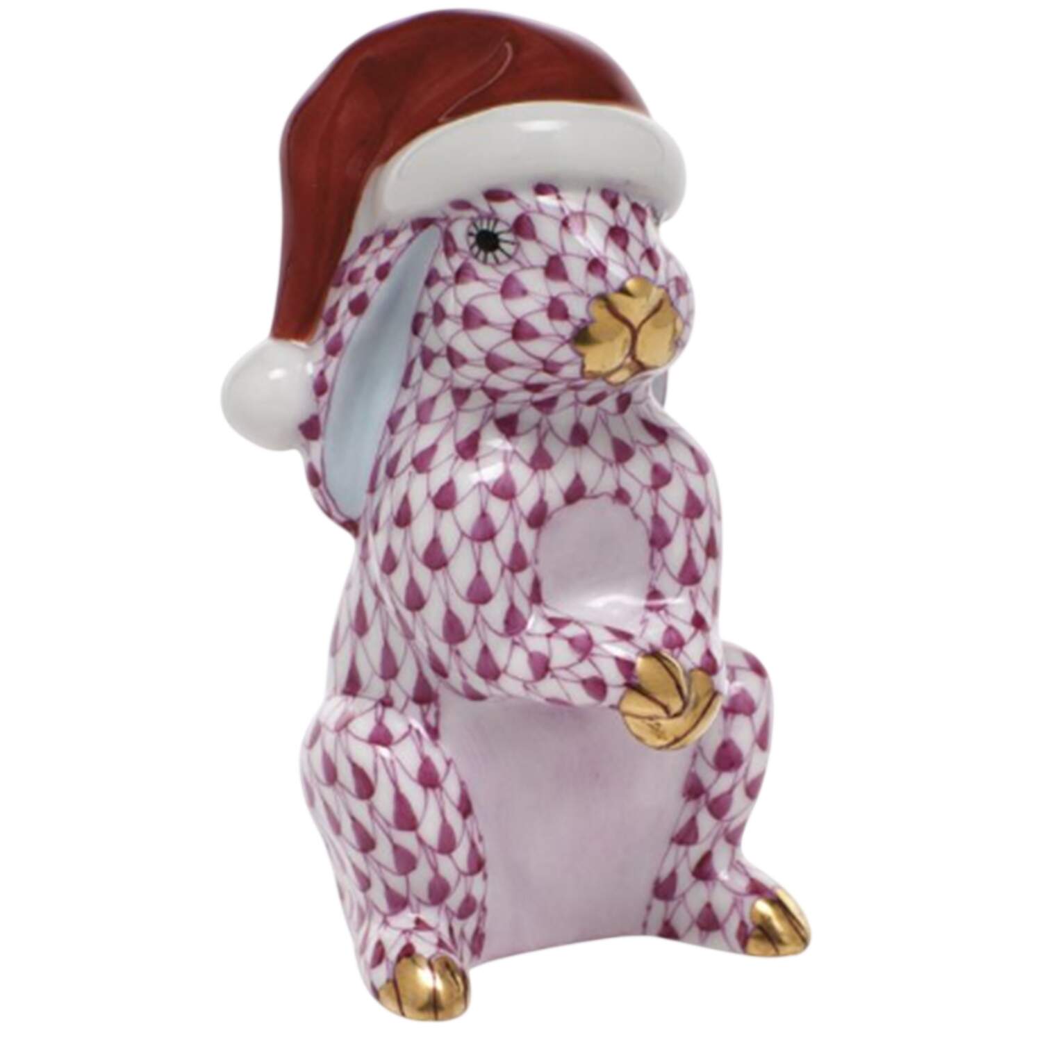 Rabbits-Bunnies (Holidays-Seasonal) Santa Bunny- Raspberry - No Box by Herend-1