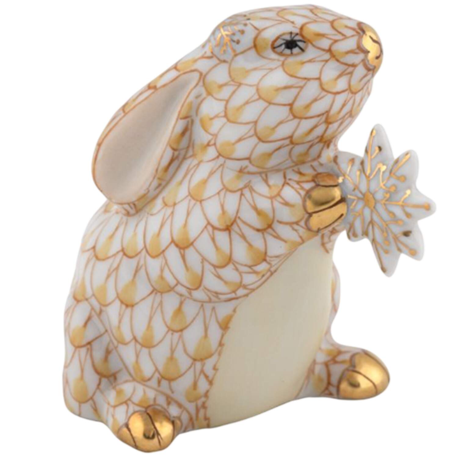 Rabbits-Bunnies (Holidays-Seasonal) Snowflake Bunny-Butterscotch - No Box by Herend-1
