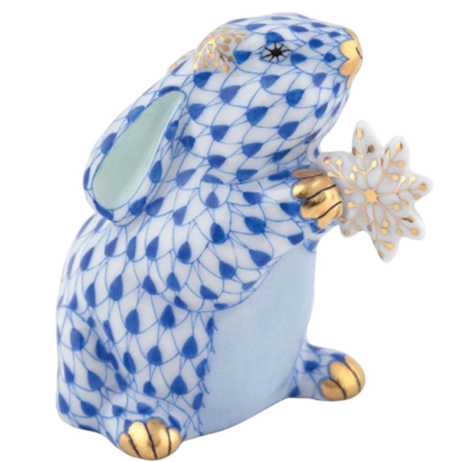 Rabbits-Bunnies (Holidays-Seasonal) Snowflake Bunny-Sapphire - No Box by Herend-1