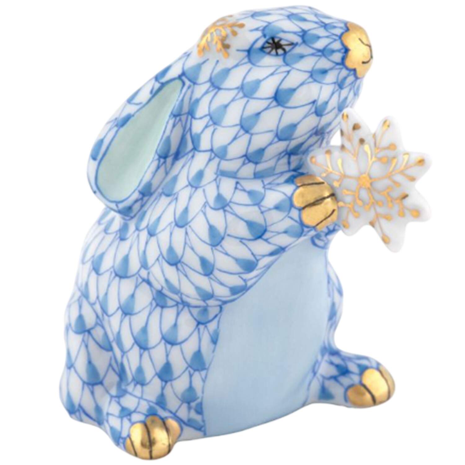 Rabbits-Bunnies (Holidays-Seasonal) Snowflake Bunny-Blue - No Box by Herend-1