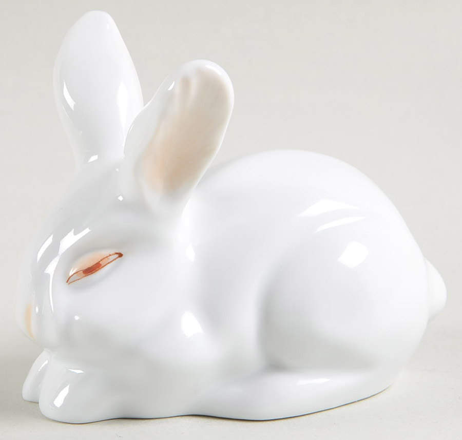 Rabbits & Bunnies (Single) Lying Rabbit White/Decorated - No Box by Herend-1