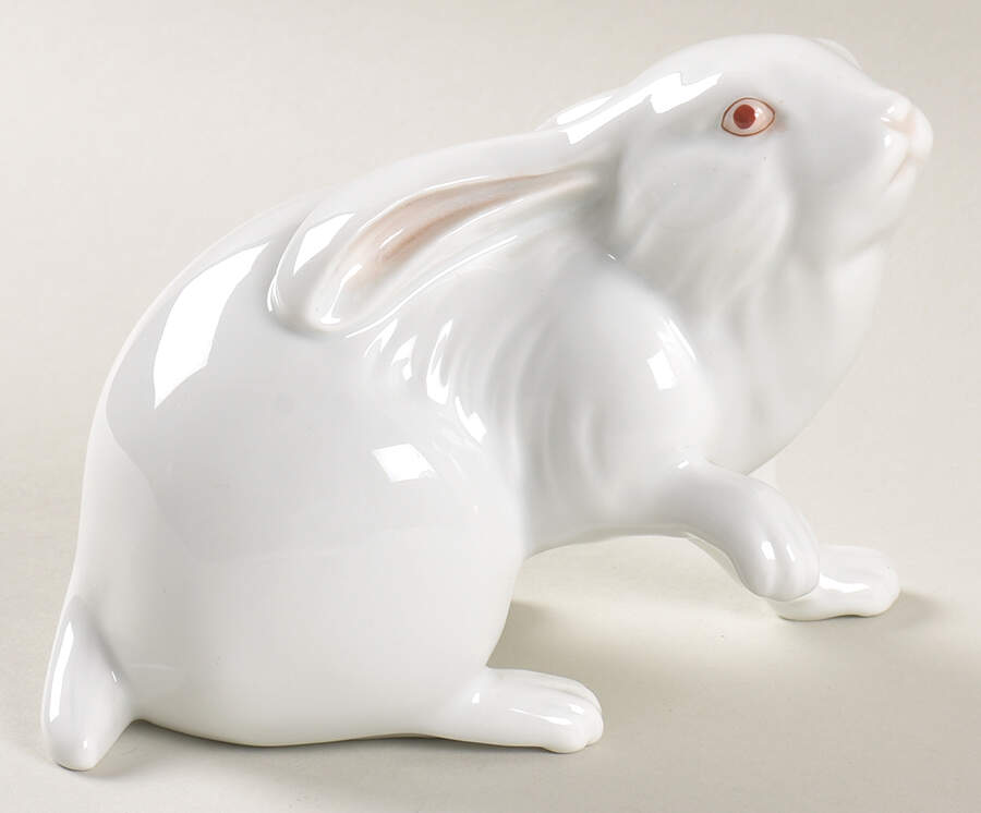 Rabbits & Bunnies (Single) Rabbit Sitting-White/Undecorated - No Box 42 by Herend-1
